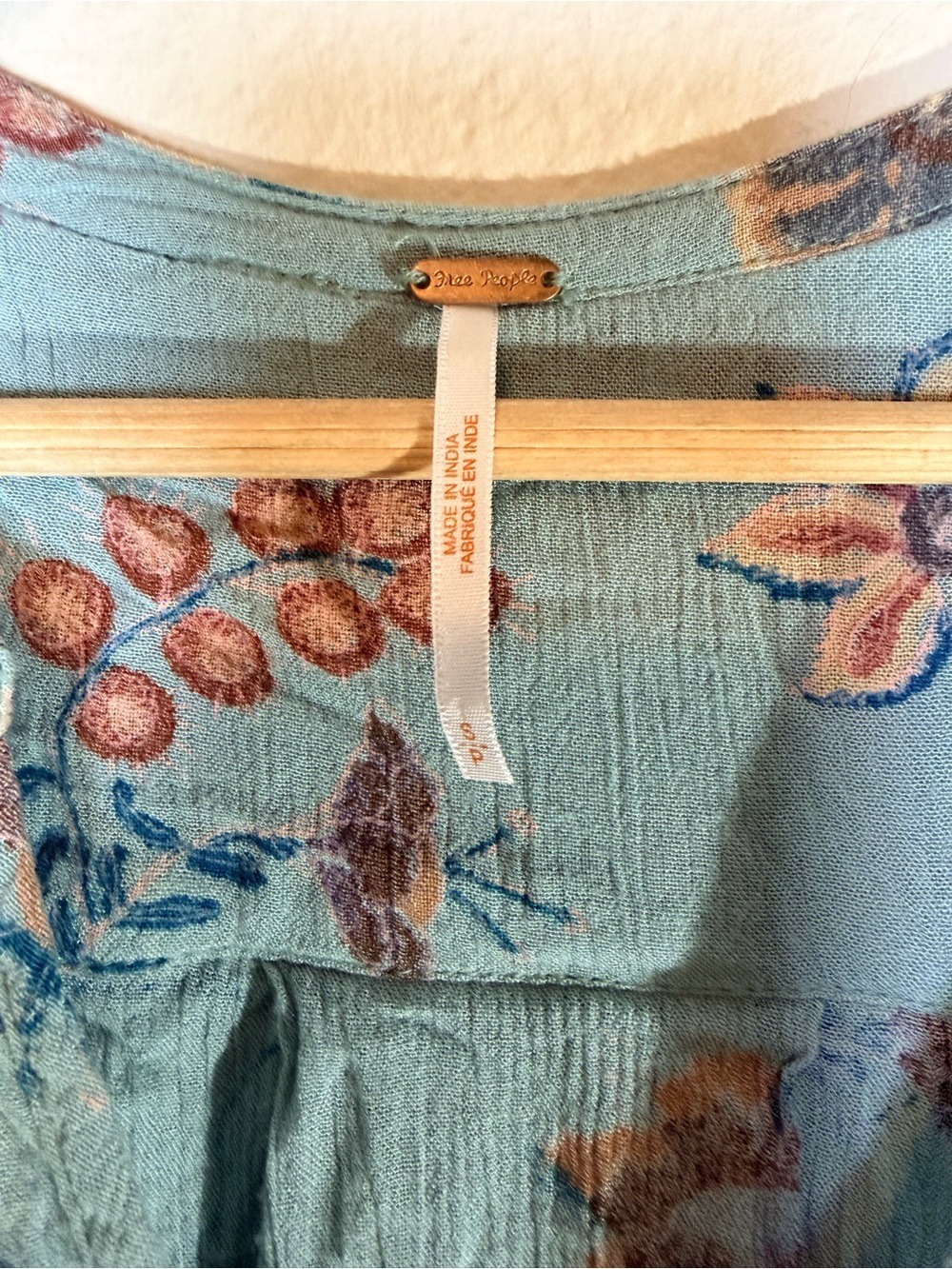 Free People Floral Crochet Lace Mini Dress Tunic Blue Boho S - Picture 2 of 10